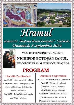 Evenimente care vor avea loc în Arhiepiscopia Iaşilor, în perioada 8-14 septembrie 2024