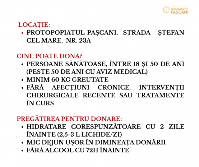 Campanie de donare de sânge la Protopopiatul Pașcani
