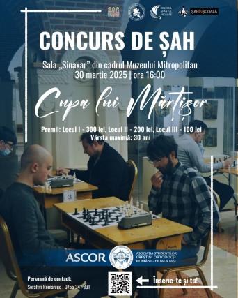 ASCOR Iași organizează Concursul de Șah „Cupa lui Mărțișor”, ediția a II-a