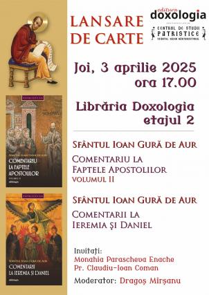 Lansare de carte la Librăria „Doxologia”: „Comentarii la Ieremia și Daniel” și „Comentariu la Faptele Apostolilor” (Vol. II)