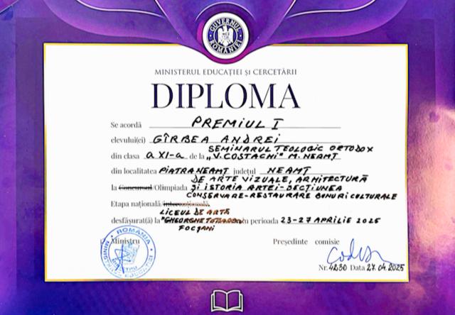 Elevii Seminarului „Veniamin Costachi” – premiați la Olimpiada Națională de Arte Vizuale 2025