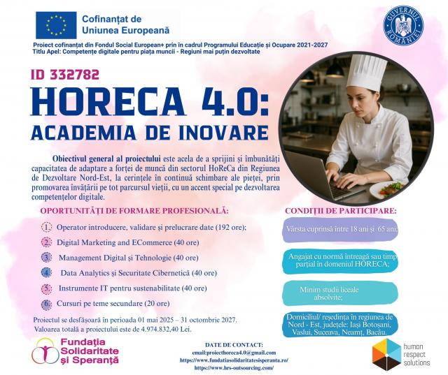 HoReCa 4.0: Academia de Inovare – Competențe Digitale pentru Angajații din Regiunea Nord-Est