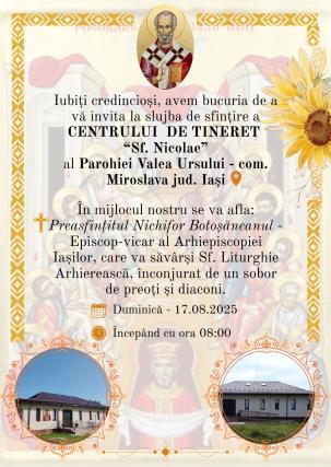 Evenimente care vor avea loc în Arhiepiscopia Iaşilor, în perioada 17-23 august 2025
