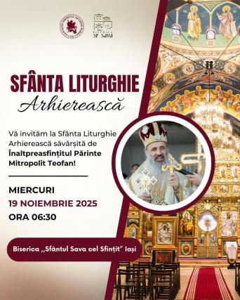 Evenimente care vor avea loc în Arhiepiscopia Iaşilor, în perioada 16-22 noiembrie 2025