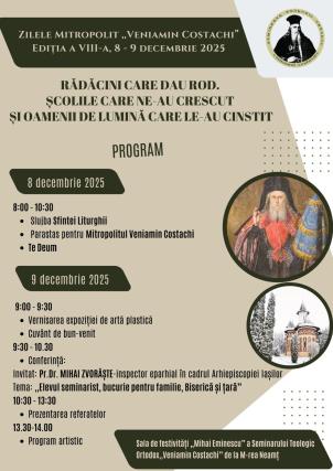 Evenimente care vor avea loc în Arhiepiscopia Iaşilor, în perioada 7-13 decembrie 2025