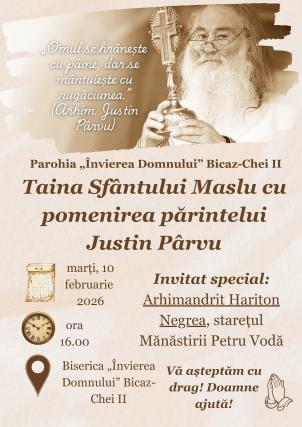 Evenimente care vor avea loc în Arhiepiscopia Iaşilor, în perioada 8-14 februarie 2026