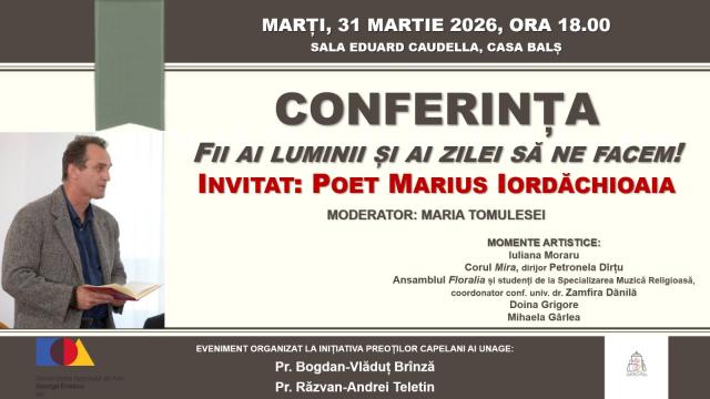 Scriitorul Marius Iordăchioaia va conferenția la Iași