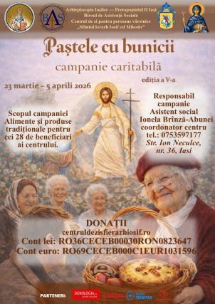 „Paștele cu bunicii” – campanie caritabilă pentru 28 de vârstnici din Iași