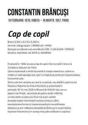 „Cap de copil” de Constantin Brâncuși, prezentat în premieră la Iași