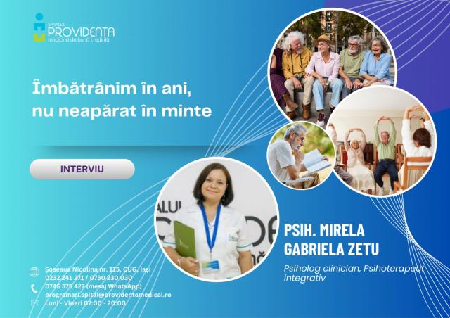 „Nu putem opri timpul, dar putem influența felul în care îmbătrânim” – interviu cu psiholog Mirela Zetu