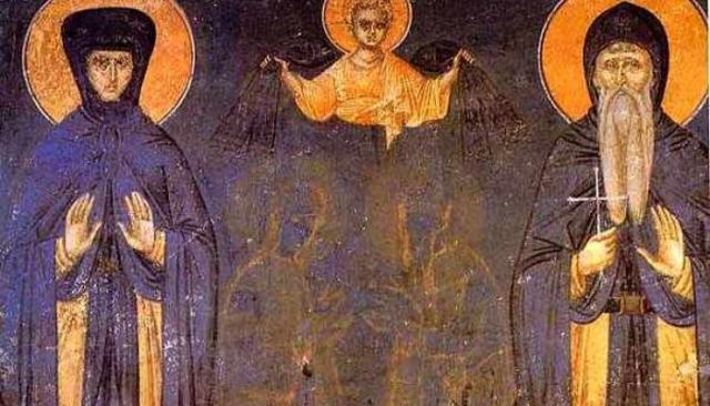 Sfântul Simeon, izvorâtorul de mir împreună cu soţia sa Anastasia