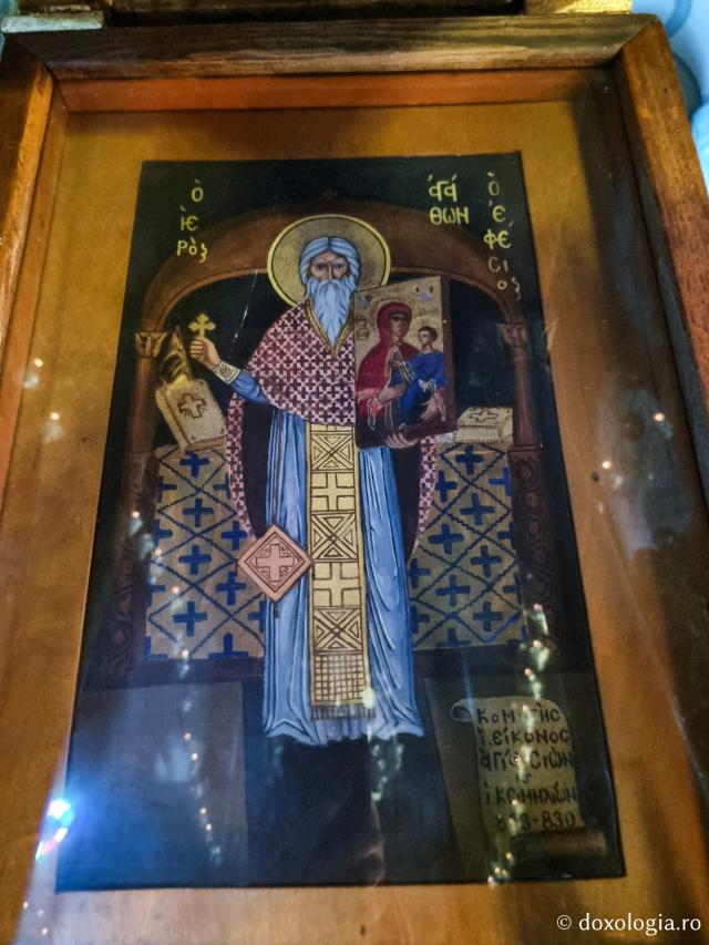 Monahul Agaton cu Icoana Maicii Domnului -Biserica „Adormirea Maicii Domnului” din Agiasos, Insula Lesvos
