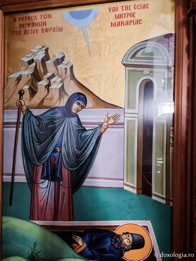 Descoperirea moaștelor Sfântului Efrem cel Nou - Paraclisul Bunei Vestiri de la Mănăstirea Sfântului Efrem cel Nou din Nea Makri
