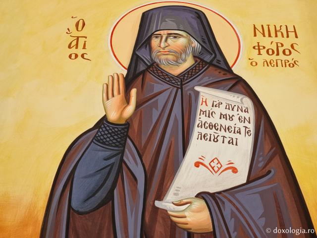 Sfântul Cuvios Nichifor Leprosul - Pleiadă de sfinți contemporani regăsiți în pictura bisericii mănăstirii Milesi din Grecia