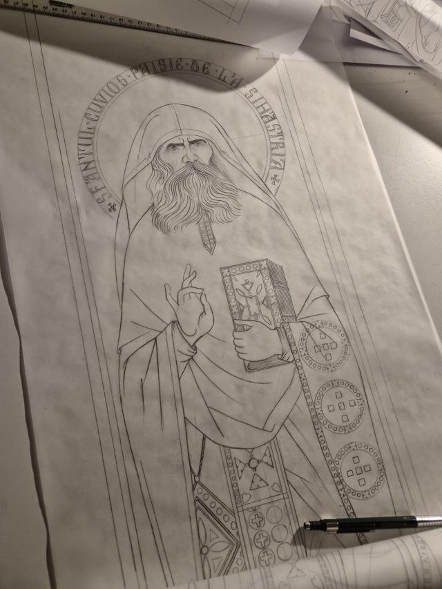 (Foto) Din atelier, pentru veșnicie: desenele Anei-Maria Zară pentru raclele Cuvioșilor Cleopa și Paisie de la Sihăstria