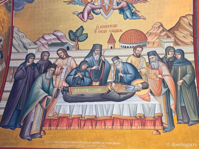 Scene din viața și minunile Sfântului Cuvios Sava cel Nou, zugrăvite în biserica mănăstirii sale din Kalymnos