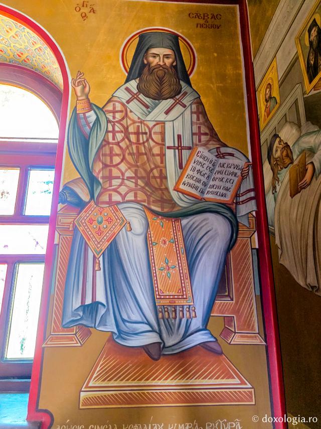 Scene din viața și minunile Sfântului Cuvios Sava cel Nou, zugrăvite în biserica mănăstirii sale din Kalymnos
