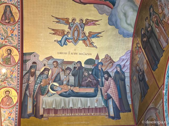 Scene din viața și minunile Sfântului Cuvios Sava cel Nou, zugrăvite în biserica mănăstirii sale din Kalymnos