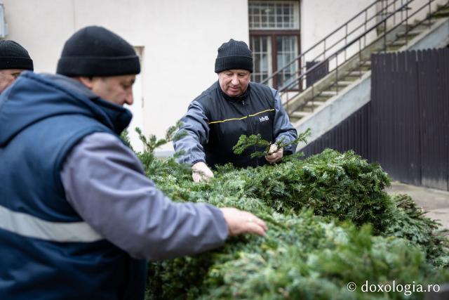 (Foto) Veșmânt din cetină și crizanteme: Cum a fost împodobită Crucea de Bobotează la Catedrala Mitropolitană din Iași
