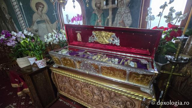 Racla cu moaștele Sfântului Sfințit Mucenic Teodosie de la Mănăstirea Brazi, mitropolitul Moldovei