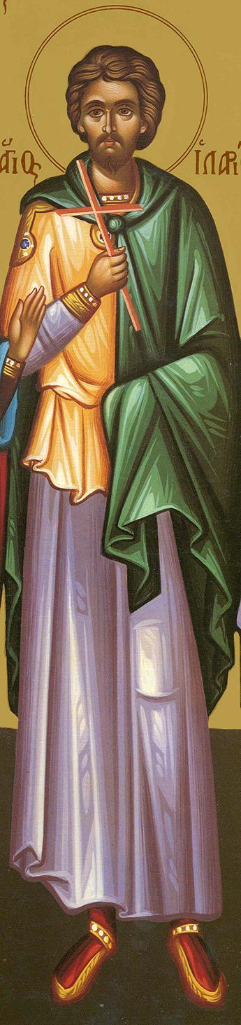 Sfântul Mucenic Ilarie, icoană sec. XX, Mănăstirea Panahrantou, Megara (Grecia) - Colecția Sinaxar la Sfinții zilei (icoanele litografiate se găsesc la Catedrala Mitropolitană din Iași) Sfântul Mucenic Ilarie