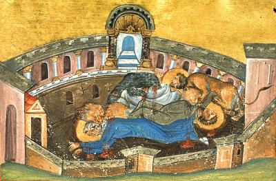 Martiriul Sfinților Mucenici Silvan, Luca și Mocius - miniatură din Menologhionul lui Vasile al II-lea Macedoneanul (985. Vatican Library. Roma.) Sfântul Mucenic Silvan