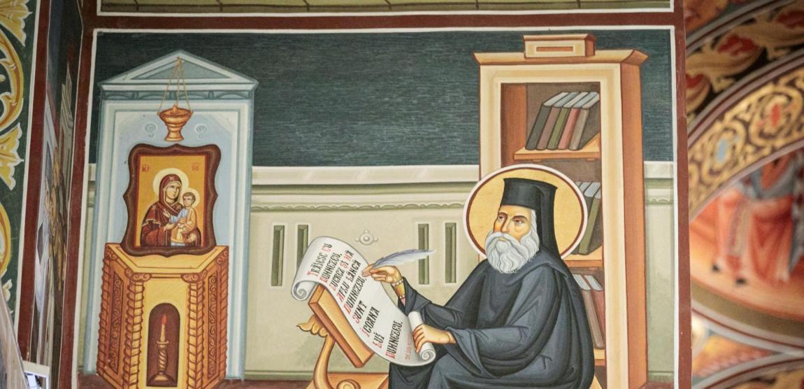 pictură cu Sfântul Nectarie de Eghina