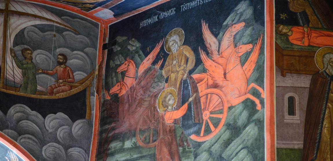 frescă cu Sfântul Ilie în biserica Mănăstirii Golia