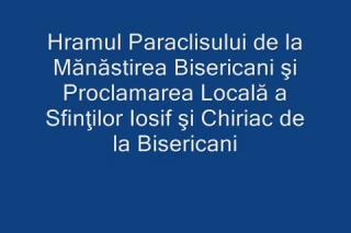 Proclamarea locală a canonizării Sfinților Cuvioși Iosif și Chiriac de la Bisericani