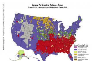 Harta credinţelor predominante în America