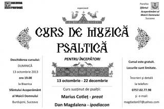 Curs de muzică psaltică gratuit, la Biserica „Sfântul Acoperământ al Maicii Domnului” din Suceava