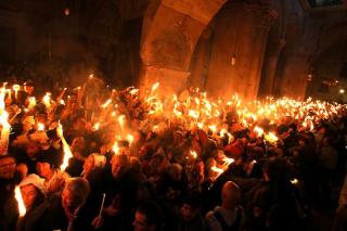 Protest împotriva barierelor de securitate la Biserica Sfântului Mormânt