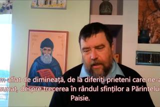 Athanasios Rakovalis despre canonizarea Cuviosului Paisie Aghioritul