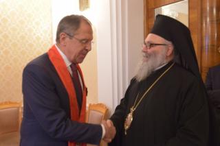 Patriarhul Ioan al X-lea al Antiohiei l-a decorat pe ministrul rus de externe