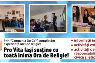 Departamentul Pro Vita al Mitropoliei Moldovei și Bucovinei susține Ora de Religie!