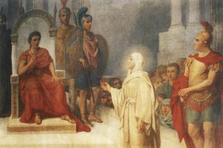 Sfânta Maria Magdalena vorbeşte împăratului Tiberiu arătându‐i oul roşu