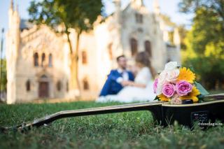 buchet de flori pe chitară