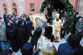 Litanie cu icoana Maicii Domnului Glykofilousa la mănăstirea Filoteu