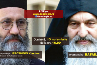 Înaltpreasfințitul Ierótheos Vlachos și Ieromonahul Rafail Noica, la „Întâlnirea cu Duhovnicul”