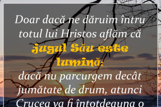 Doar dacă ne dăruim întru totul lui Hristos aflăm că jugul Său este lumină
