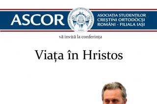 Părintele Vasile Mihoc le vorbește studenților la Iași