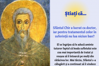 Știați că Sfântul Chir a lucrat ca doctor, iar pentru tratamentul celor în suferință nu lua niciun ban?