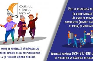 Voluntarii Colegiului „Sfântul Nicolae”, solidari față de ieșenii aflați în autoizolare