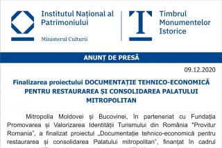 Finalizarea proiectului „Documentație tehnico-economică pentru restaurarea și consolidarea Palatului mitropolitan”