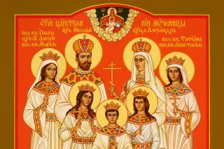 Sfinții Țari Mucenici Romanov: Nicolae și Alexandra și fiii lor Olga, Tatiana, Maria, Anastasia și Alexei
