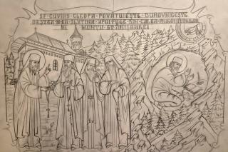 (Foto) Din atelier, pentru veșnicie: desenele Anei-Maria Zară pentru raclele Cuvioșilor Cleopa și Paisie de la Sihăstria
