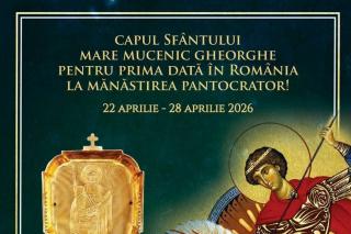 Cinstitul Cap al Sfântului Mare Mucenic Gheorghe, adus la Mănăstirea Pantocrator din Teleorman