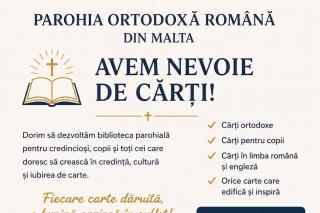 Parohia Ortodoxă Română din Malta lansează o campanie pentru înființarea unei biblioteci parohiale