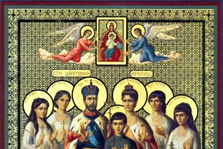 Sfinții Țari Mucenici Romanov: Nicolae și Alexandra și fiii lor Olga, Tatiana, Maria, Anastasia și Alexei