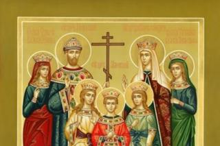 Sfinții Țari Mucenici Romanov: Nicolae și Alexandra și fiii lor Olga, Tatiana, Maria, Anastasia și Alexei